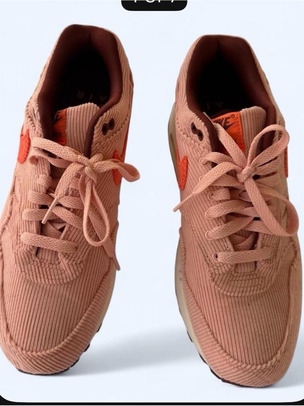 Nike AIR mens Pink Corduroy Sneakers with Orange Accents